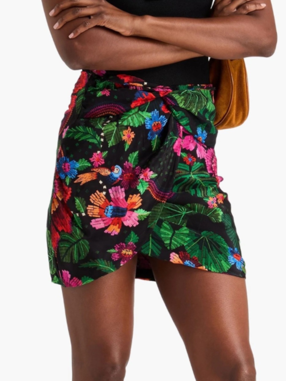 FARM Rio - M - Tropical Wrap Women’s Skirt - Black Floral
